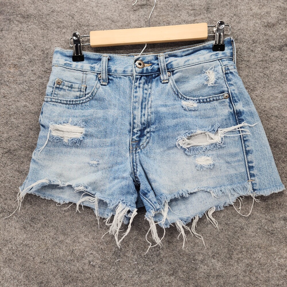 Pistola Shorts Womens 24 Distressed Cut Off Blue Denim
